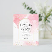 LeahG ROZE GOUDEN INKT Abstracte Huwelijks UITNODI (Staand voorkant)