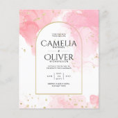 LeahG ROZE GOUDEN INKT Abstracte Huwelijks UITNODI (Voorkant)