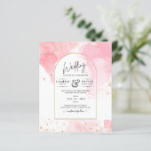 LeahG ROZE GOUDEN INKT Abstracte Huwelijks UITNODI (Staand voorkant)