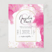 LeahG ROZE GOUDEN INKT Abstracte Huwelijks UITNODI (Voorkant)