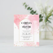 LeahG ROZE GOUDEN INKT Abstracte Huwelijks UITNODI (Staand voorkant)