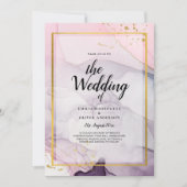 LeahG Roze Paars Lavendel Goud INK Trouw UITNODIGI Kaart (Voorkant)