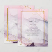 LeahG Roze Paarse Lavender Gold INK Wedding INVITE (Voorkant / Achterkant)
