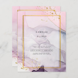 LeahG Roze Paarse Lavender Gold INK Wedding INVITE