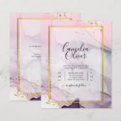 LeahG Roze Paarse Lavender Gold INK Wedding INVITE (Voorkant / Achterkant)