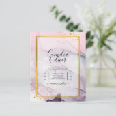 LeahG Roze Paarse Lavender Gold INK Wedding INVITE (Staand voorkant)