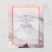 LeahG Roze Paarse Lavender Gold INK Wedding INVITE (Achterkant)