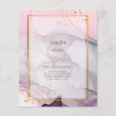 LeahG Roze Paarse Lavender Gold INK Wedding INVITE (Voorkant)