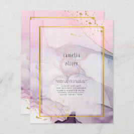 LeahG Roze Paarse Lavender Gold INK Wedding INVITE