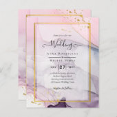 LeahG Roze Paarse Lavender Gold INK Wedding INVITE (Voorkant / Achterkant)