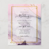 LeahG Roze Paarse Lavender Gold INK Wedding INVITE (Voorkant)
