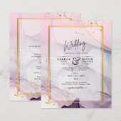 LeahG Roze Paarse Lavender Gold INK Wedding INVITE (Voorkant / Achterkant)
