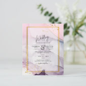 LeahG Roze Paarse Lavender Gold INK Wedding INVITE (Staand voorkant)