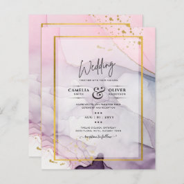 LeahG Roze Paarse Lavender Gold INK Wedding INVITE
