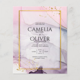 LeahG Roze Paarse Lavender Gold INK Wedding INVITE Flyer