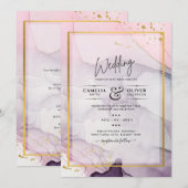 LeahG Roze Paarse Lavender Gold INK Wedding INVITE Kaart (Voorkant / Achterkant)