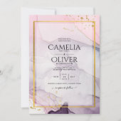 LeahG Roze Paarse Lavender Gold INK Wedding INVITE Kaart (Voorkant)