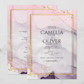 LeahG Roze Paarse Lavender Gold INK Wedding INVITE Kaart (Voorkant / Achterkant)