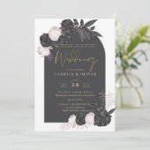 LeahG Roze Rozen Moderne Herfst Winter Bruiloft Kaart (Staand voorkant)