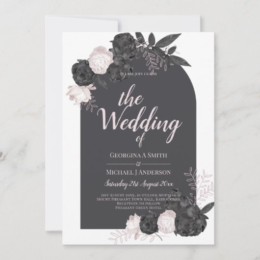 LeahG Roze Rozen Moderne Herfst Winter Bruiloft Kaart (Voorkant)