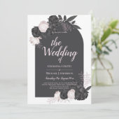 LeahG Roze Rozen Moderne Herfst Winter Bruiloft Kaart (Staand voorkant)