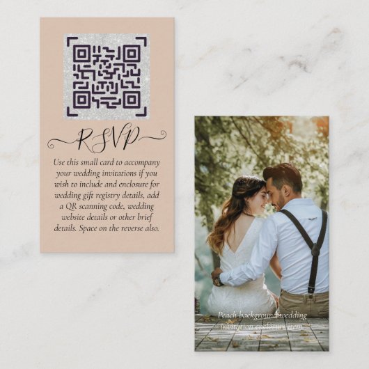 LeahG RSVP QR Code PHOTO Details Wedding Kaart (Voorkant / Achterkant)