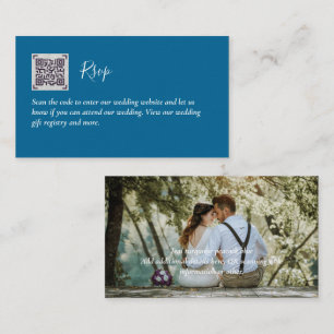 LeahG RSVP QR Code PHOTO Details Wedding Kaart