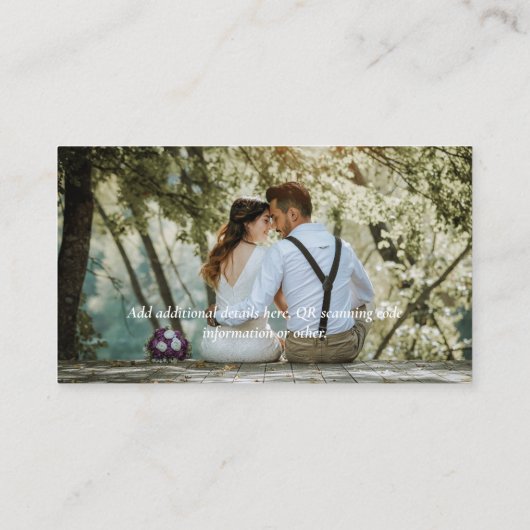 LeahG RSVP QR Code PHOTO Details Wedding Kaart (Achterkant)