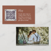 LeahG RSVP QR Code PHOTO Details Wedding Kaart (Voorkant / Achterkant)