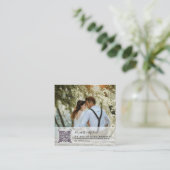 LeahG RSVP QR Code PHOTO Details Wedding Kaart (Staand voorkant)