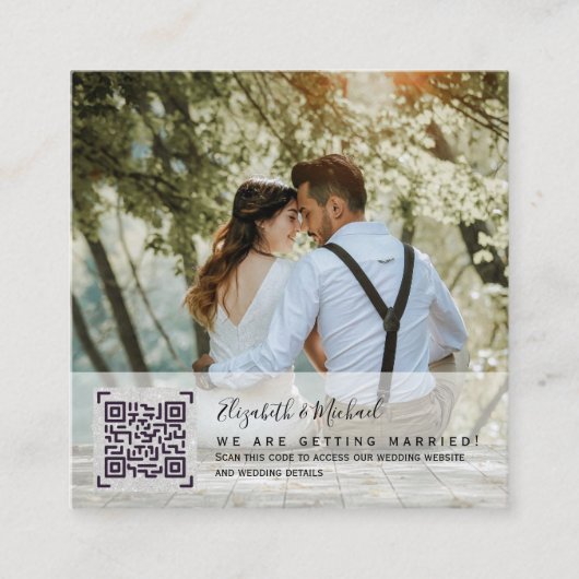 LeahG RSVP QR Code PHOTO Details Wedding Kaart (Voorkant)