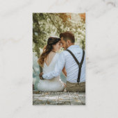 LeahG RSVP QR Code PHOTO Details Wedding Kaart Visitekaartje (Achterkant)