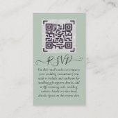 LeahG RSVP QR Code PHOTO Details Wedding Kaart Visitekaartje (Voorkant)