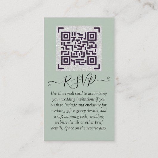 LeahG RSVP QR Code PHOTO Details Wedding Kaart Visitekaartje (Voorkant)