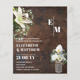 LeahG Rustic Calla Lily Floral Wedding Invite Flyer