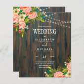 LeahG Rustic Houten Perzik Koraal Bloemige Trouwda (Voorkant / Achterkant)