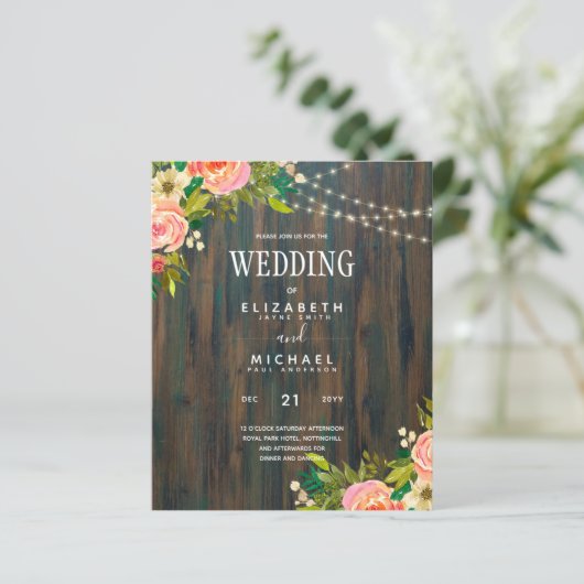 LeahG Rustic Houten Perzik Koraal Bloemige Trouwda (Staand voorkant)