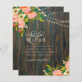 LeahG Rustic Houten Perzik Koraal Bloemige Trouwda (Voorkant / Achterkant)