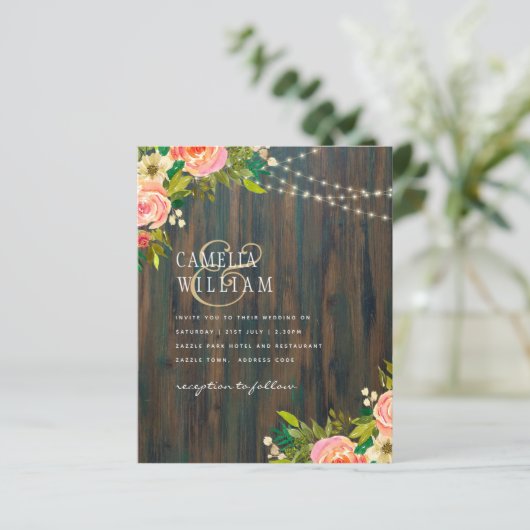 LeahG Rustic Houten Perzik Koraal Bloemige Trouwda (Staand voorkant)