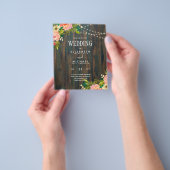 LeahG Rustic Houten Perzik Koraal Bloemige Trouwda Flyer (Hand)