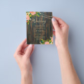 LeahG Rustic Houten Perzik Koraal Bloemige Trouwda Flyer (Hand)