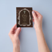 LeahG Rustic Lace Gypsophila Houten Trouw UITNODIG Flyer (Hand)