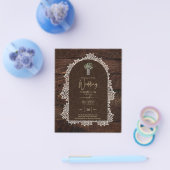 LeahG Rustic Lace Gypsophila Houten Trouw UITNODIG Flyer (Enkel)