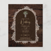LeahG Rustic Lace Gypsophila Houten Trouw UITNODIG Flyer (Voorkant)