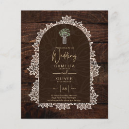 LeahG Rustic Lace Gypsophila Houten Trouw UITNODIG Flyer