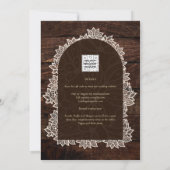 LeahG Rustic Lace Gypsophila Wood Wedding INVITE Kaart (Achterkant)