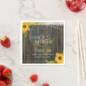 LeahG Rustic Sunflower Lace Lights Wood Wedding Servet (Insitu)