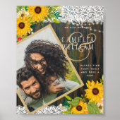 LeahG Rustic Sunflower Lace PHOTO Wedding WELCOME Poster (Voorkant)