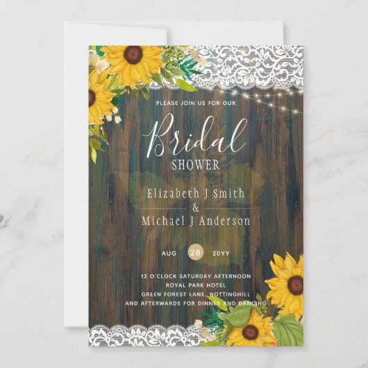 LeahG Rustic Sunflower Vrijgezellenfeest Kaart (Voorkant)