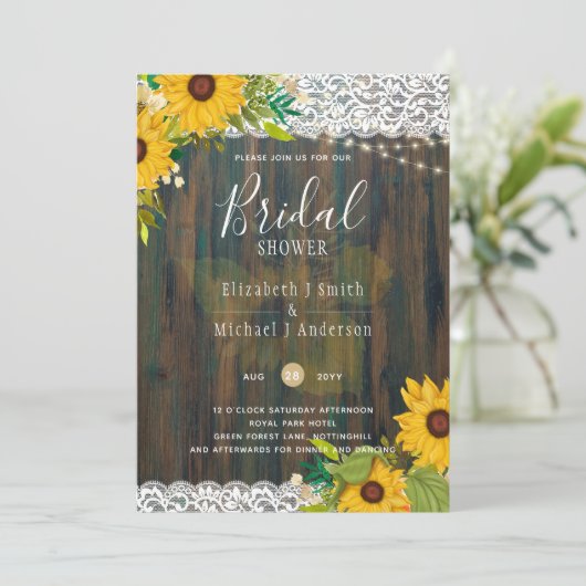 LeahG Rustic Sunflower Vrijgezellenfeest Kaart (Staand voorkant)